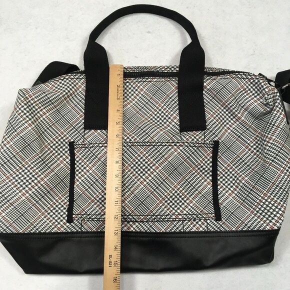 NWOT Lands End Canvas Weekender Duffle Bag Black White Pink Plaid Travel Luggage - Picture 15 of 16